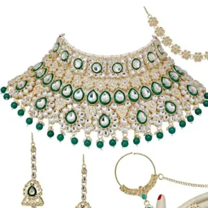 Lucky Jewellery White Kundan And Cz Stone Alloy Bridal Necklace Set